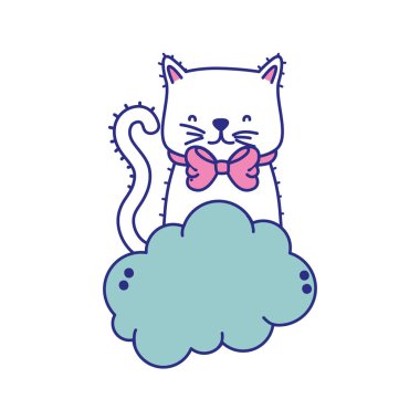 Hayvan evde beslenen hayvan ve yavru tema izole tasarım vektör çizim karikatür kedi