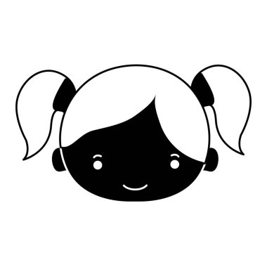 kontur kız baş iki kuyruk saç vektör çizim ile