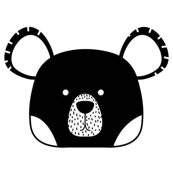 シルエットかわいいクマの頭の野生動物のベクトル図 — ストックベクタ