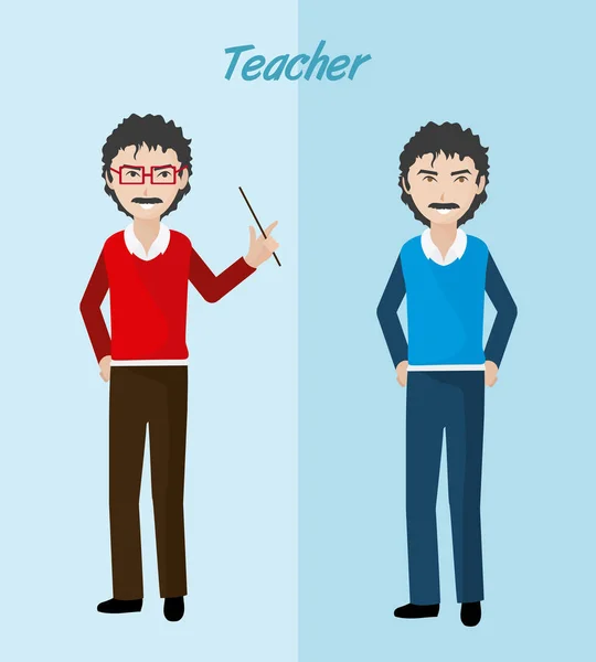 Young teacher cartoon over blue background vector illustration graphic design