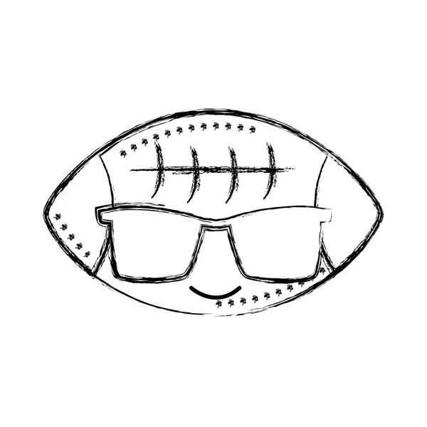 Figura Feliz Americano Bola Kawaii Con Gafas Sol Vector Ilustración — Vector de stock