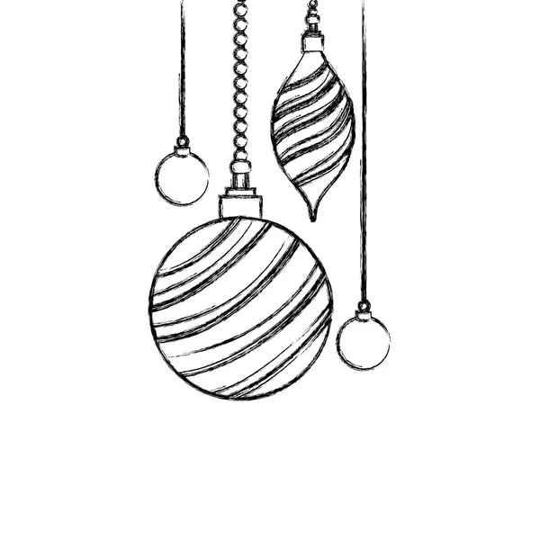 Figuur Ovaal Cirkel Ballen Opknoping Decoratie Kerst Vectorillustratie — Stockvector