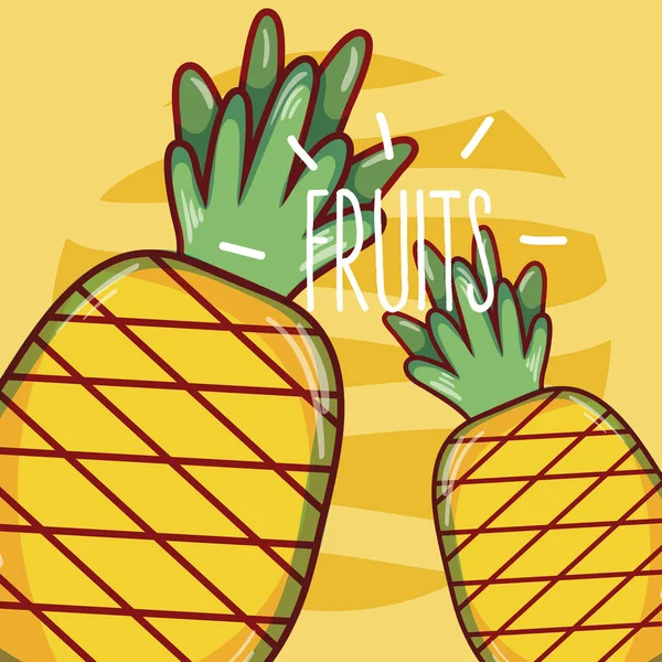 Ananas Vruchten Cartoon Vector Illustratie Grafisch Ontwerp — Stockvector