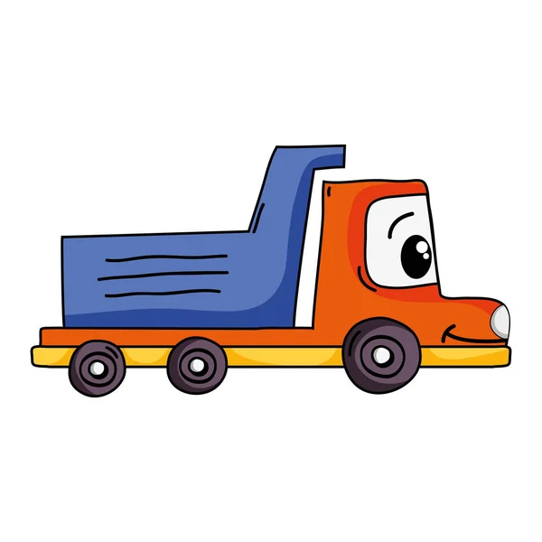 Kawaii Happy Drump Truck Transport Vector Illustration — Stock Vector