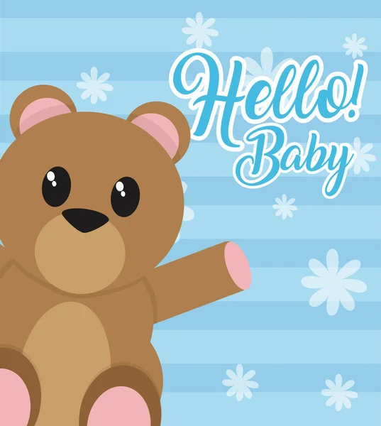 Ciao Baby Shower Card Con Cartoni Animati Carino Ragazzo Disegno — Vettoriale Stock