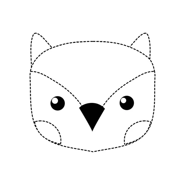 Dotted Shape Cute Owl Head Wild Animal Vector Illustration — Stock Vector