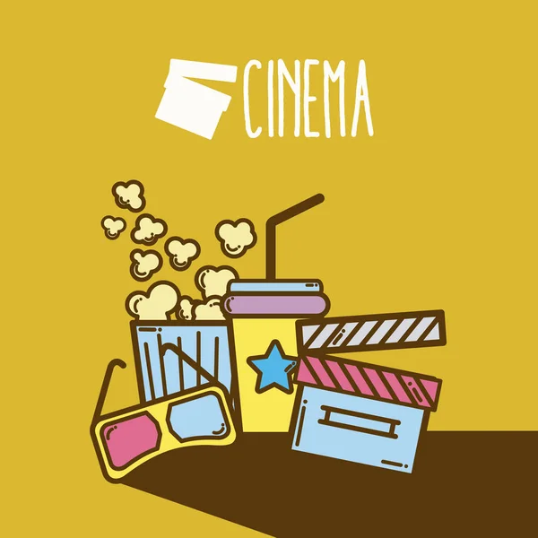 Cinema Cartoni Animati Elementi Cinema Carino Cartone Animato Concetto Vettore — Vettoriale Stock