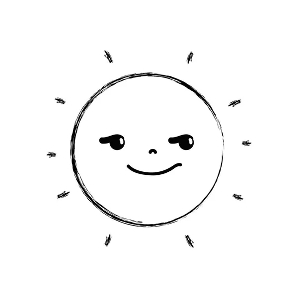 Figure Rogue Cute Sun Kawaii Weather Vector Illustration — Stock Vector