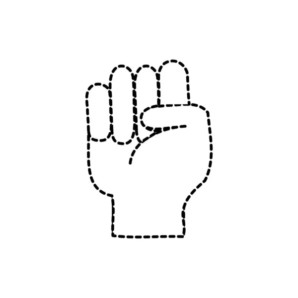 Prickade Formen Hand Med Oppose Gest Symbol Meddelande Vektorillustration — Stock vektor