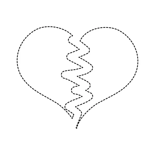Dotted Shape Heart Symbol Love Broken Design Vector Illustration — Stock Vector