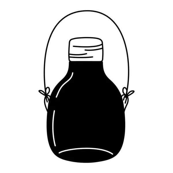 Silhouet Middelste Mason Jar Met Draad Handvat Vectorillustratie — Stockvector