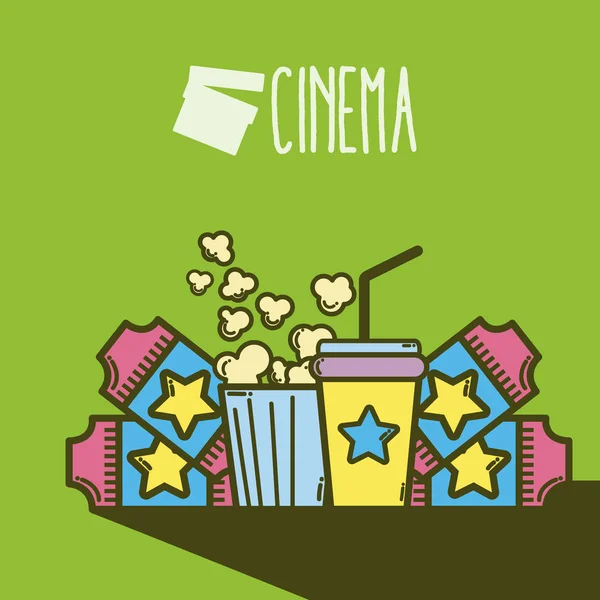 Cinema Cartoons Elements Cinema Cute Cartoon Concept Vector Illustration Graphic — Stock Vector