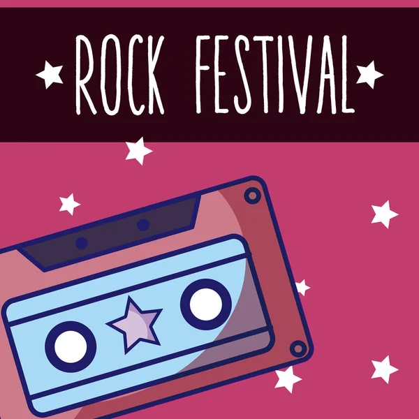 Hudební Kazety Rock Festival Kreslené Vektorové Ilustrace Grafický Design — Stockový vektor