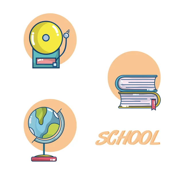 Set Icone Della Scuola Elementare Disegno Grafico Vettoriale Illustrazione — Vettoriale Stock
