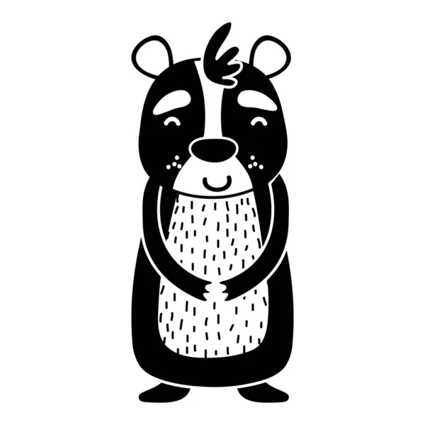 Silhueta Bonito Feliz Urso Selvagem Animal Vetor Ilustração — Vetor de Stock