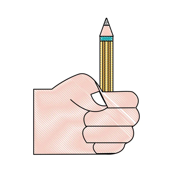 Main Râpée Avec Ustensile Crayon Pour Étudier Illustration Vectorielle — Image vectorielle