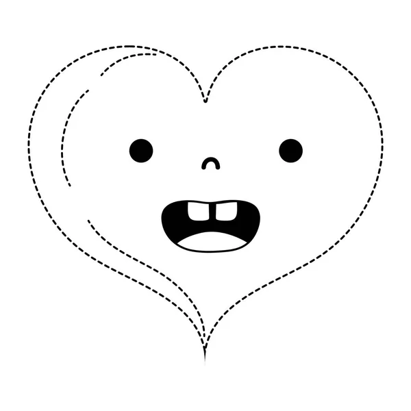 Пунктирная Форма Улыбка Сердце Любовь Кавайи Мультфильм Векторные Иллюстрации — стоковый вектор