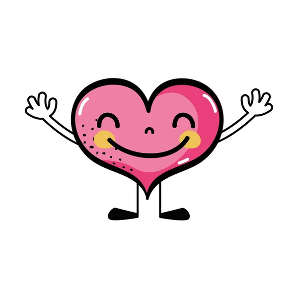 Corazón Kawaii Con Brazos Piernas Diseño Vector Ilustración — Vector de stock