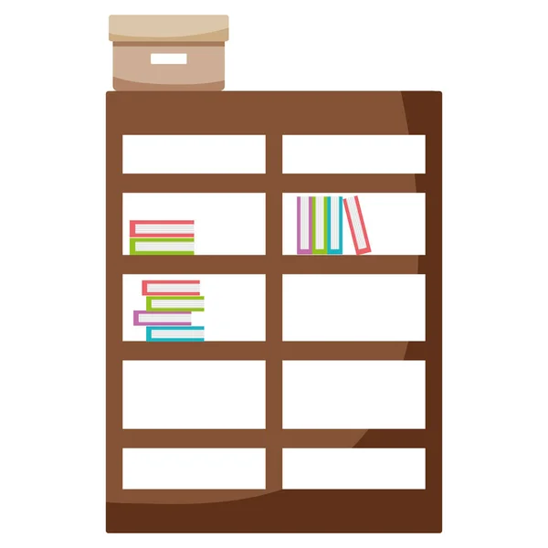 bookcase with books inside and box archive vector illustration