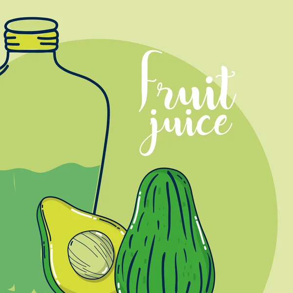 Avokado Frukt Juice Glas Flaska Vektor Illustration Grafisk Design — Stock vektor