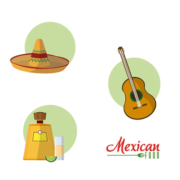 Mexican Culture Cartoons Collection Vector Illustration Graphic Design — Stock Vector