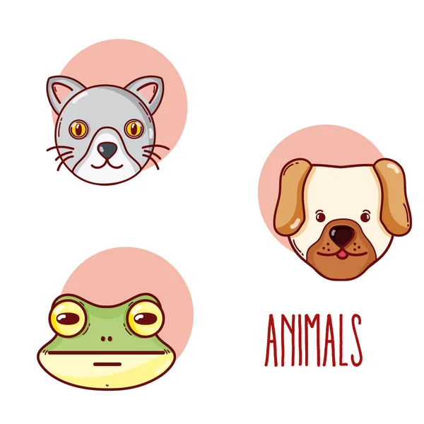 Animaux Mignons Dessins Animés Symboles Ronds Illustration Vectorielle Conception Graphique — Image vectorielle