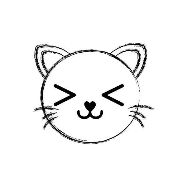 Figura Sorriso Gatto Testa Carino Animale Vettore Illustrazione — Vettoriale Stock