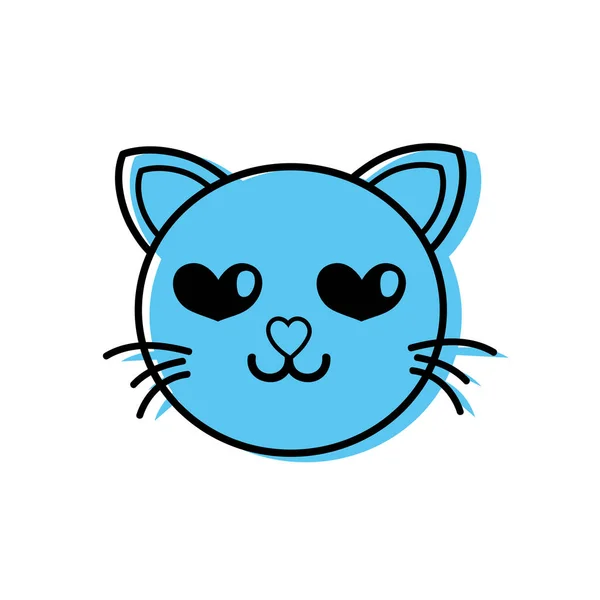 Farbe Verliebt Katze Kopf Niedlich Tier Vektor Illustration — Stockvektor