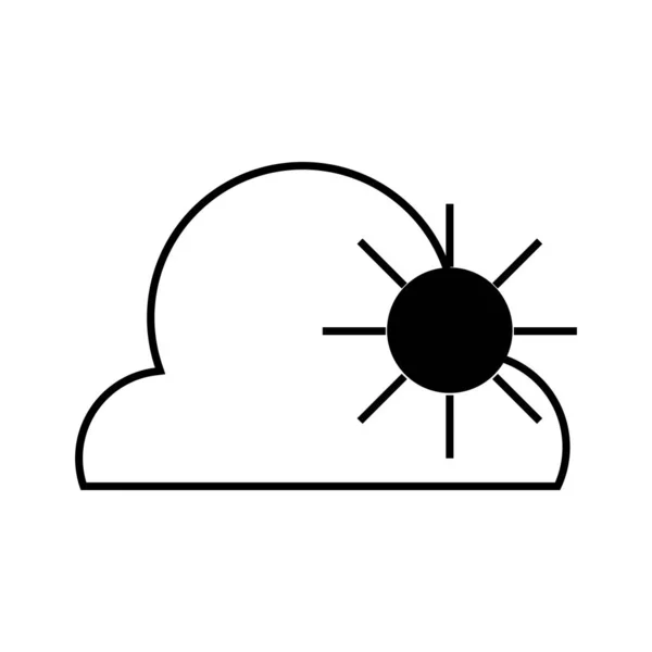 Контурное Облако Солнечной Погодой Векторной Иллюстрации Неба — стоковый вектор