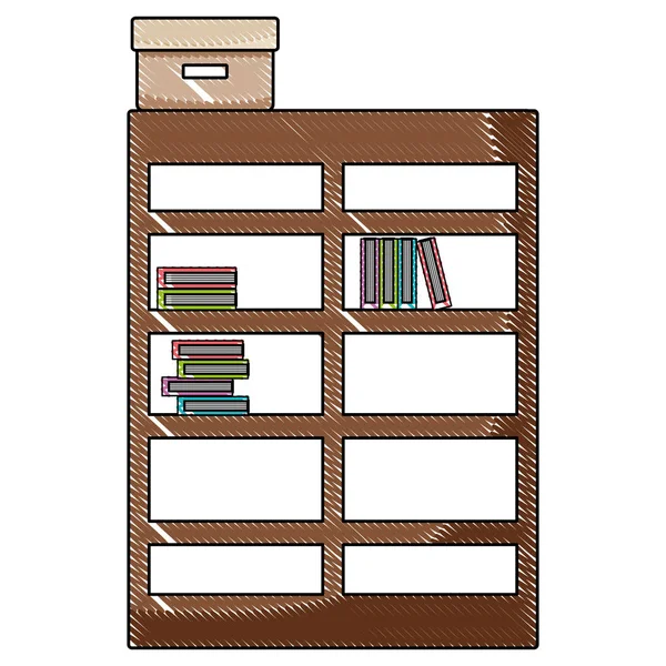 Решетчатый Книжный Шкаф Книгами Внутри Коробка Архивных Векторных Иллюстраций — стоковый вектор