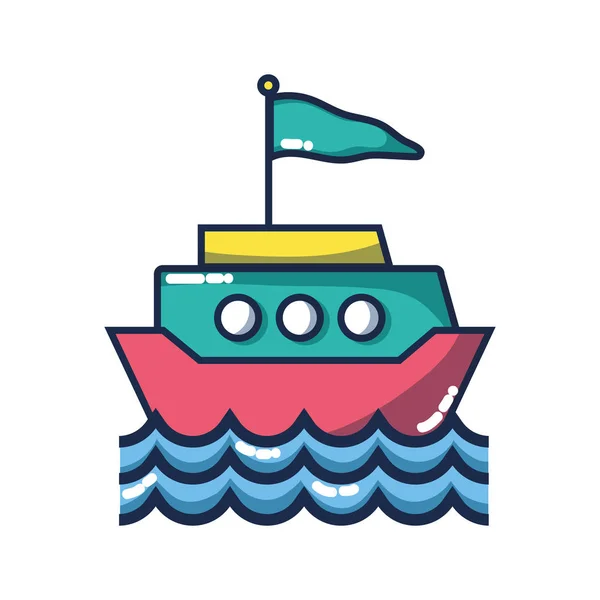 Schip Vervoer Met Vlag Ontwerp Golven Vectorillustratie — Stockvector