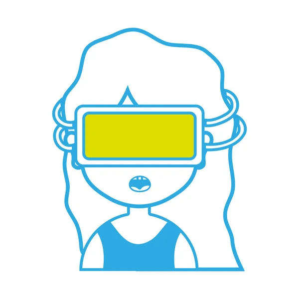 Chica Con Gafas Ilustración Vectores Videojuegos Virtuales — Archivo Imágenes Vectoriales