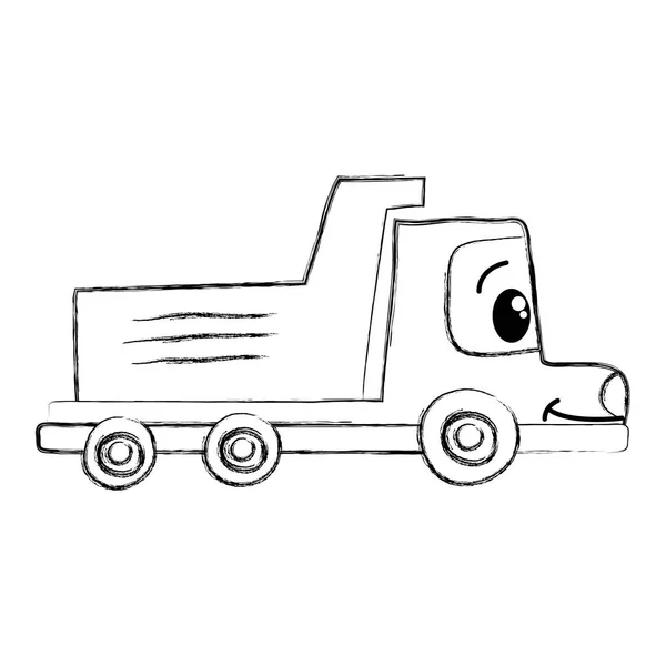 Grunge Kawaii Happy Drump Truck Transport Vektor Illustration — Stockvektor