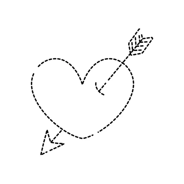 Διάστικτο Σχήμα Καρδιάς Σύμβολο Της Αγάπης Στυλ Βέλους Μέσα Εικονογράφηση — Διανυσματικό Αρχείο