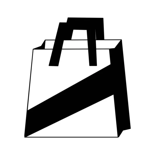 Contour Shopping Bag Object Custom Shop Vector Illustration — Stock Vector