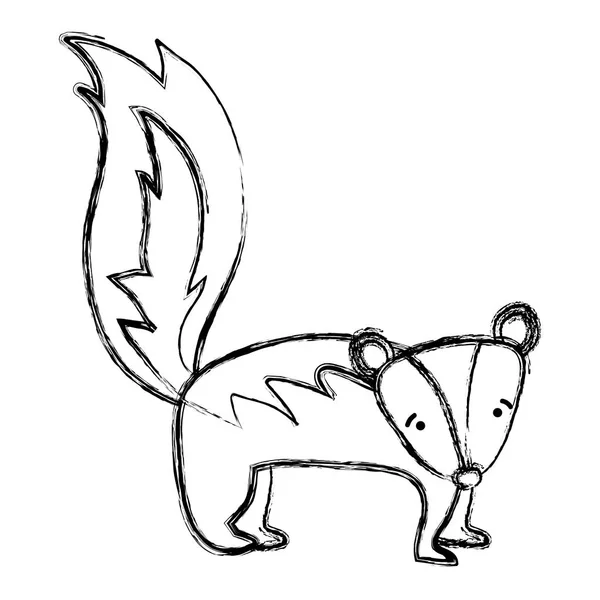 Grunge Roztomilý Smutné Skunk Divokých Zvířat Vektorové Ilustrace — Stockový vektor