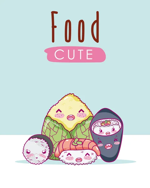 Mignon Japonais Nourriture Kawaii Dessin Animé Vectoriel Illustration Conception Graphique — Image vectorielle