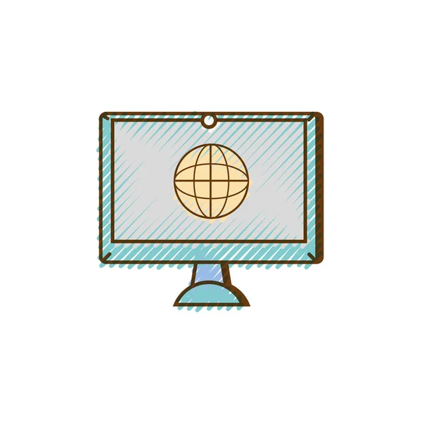 Τριμμένο Οθόνη Ηλεκτρονικού Εξοπλισμού Παγκόσμια Conection Σύμβολο Εικονογράφηση Διάνυσμα — Διανυσματικό Αρχείο