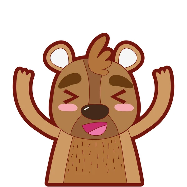 Línea Color Adorable Alegre Oso Animal Salvaje Vector Ilustración — Archivo Imágenes Vectoriales