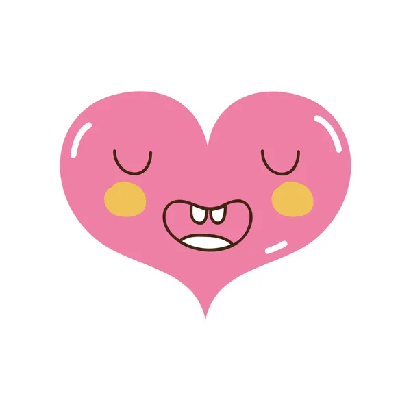 Colorful Funny Heart Kawaii Facial Expression Vector Illustration — Stock Vector