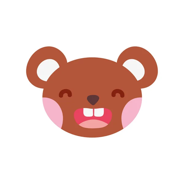Colorful Smile Bear Head Cute Animal Vector Illustration — Stock Vector