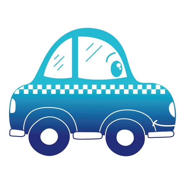 Blå Siluett Kawaii Glad Taxi Bil Transport Vektorillustration — Stock vektor