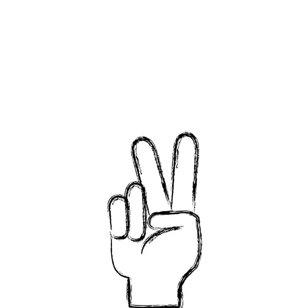 Figure Hand Peace Love Gesture Symbol Vector Illustration — Stock Vector