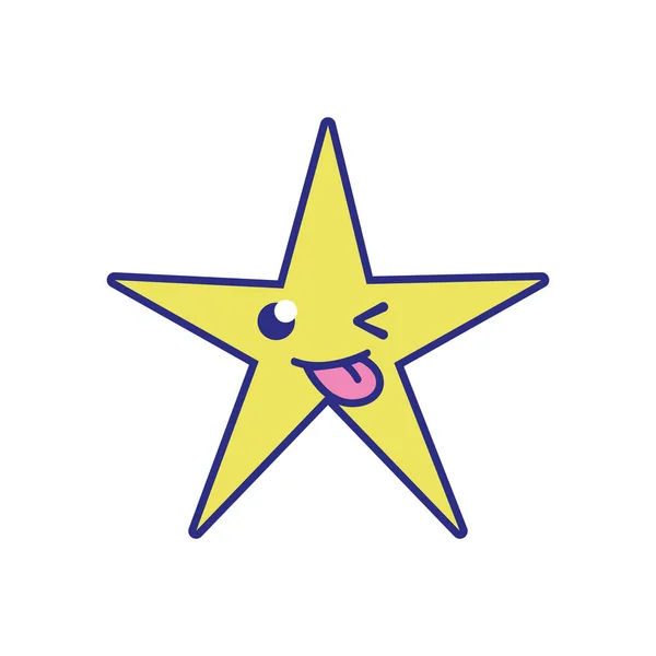 Fyrfärg Roliga Skinande Stjärna Kawaii Tecknade Vektorillustration — Stock vektor