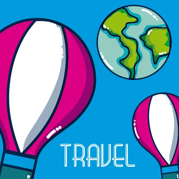 Seyahat Tatil Dünya Çapında Illüstrasyon Grafik Tasarım Vektör — Stok Vektör