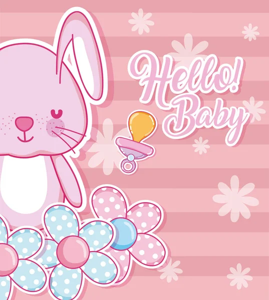 Ciao Baby Shower Card Con Simpatici Animali Vettoriale Illustrazione Design — Vettoriale Stock