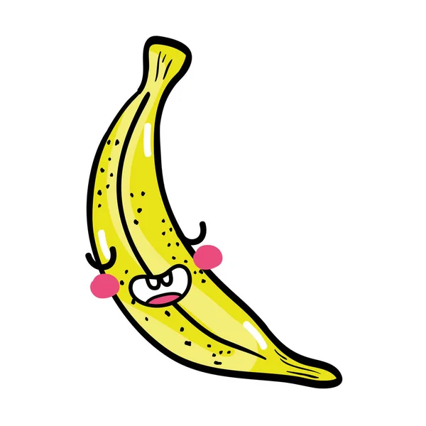 Mignon Banane Kawaii Drôle Illustration Vectorielle Fruits — Image vectorielle