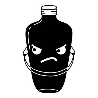 siluet kızgın mason kavanoza kawaii tel sapı vektör çizim ile