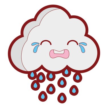 doğal bulut hava kawaii vektör çizim ağlıyor çizgi rengi