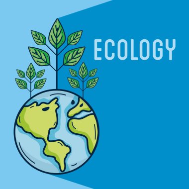 Dünya kavramı vektör çizim grafik tasarım ekoloji yeşil bitkiler